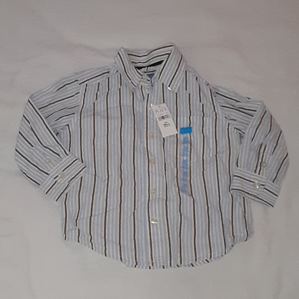 💥5/$25 The Childrens Place Boy 24M Button Up Dress Shirt